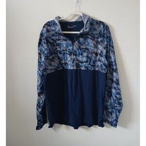 Under Armour Mens Camo Jacket Windbreaker Hybrid Anorak Half Zip Blue Size L